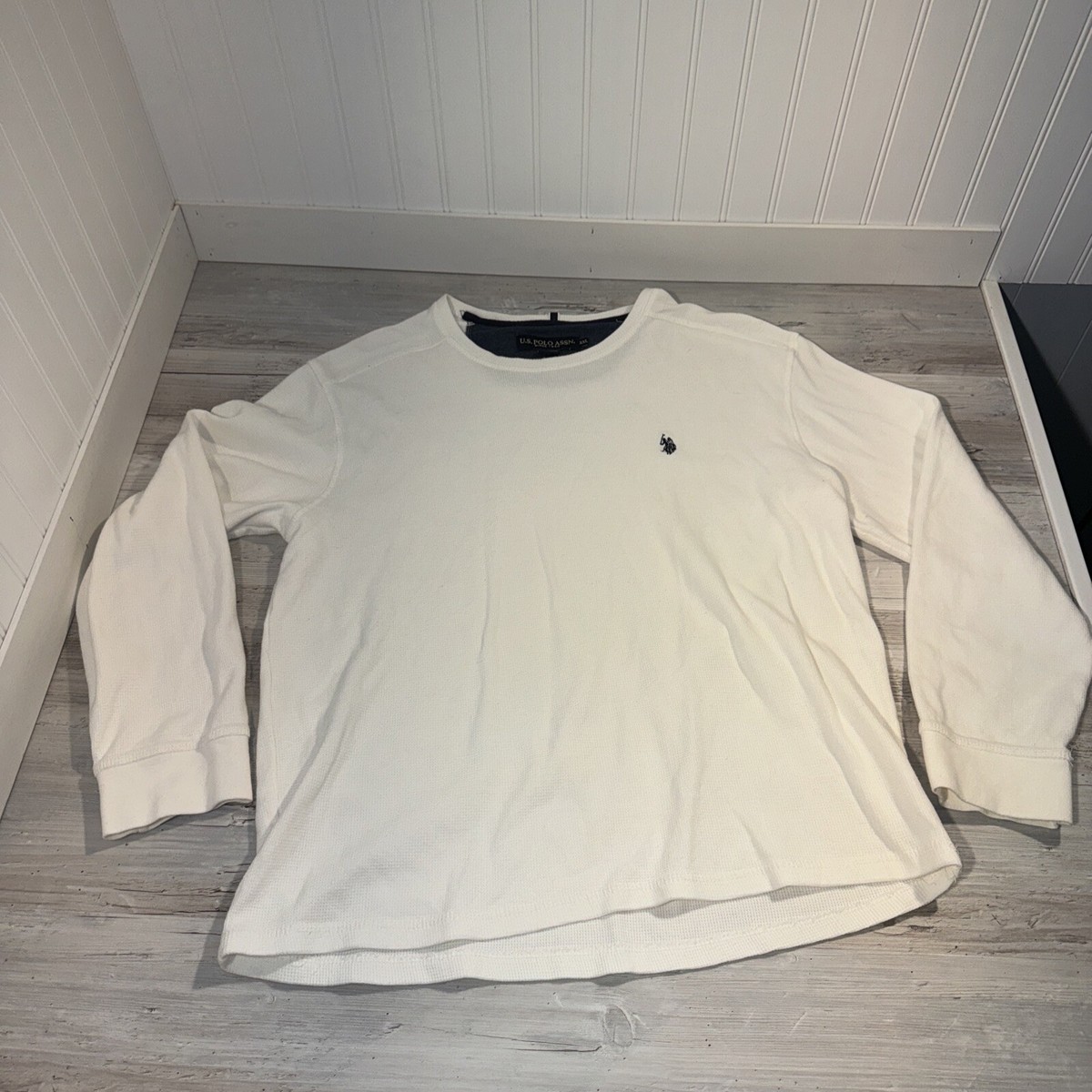 US Polo Assn Mens Long Sleeve Thermal Shirt Size XXL White Cotton 