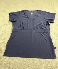 Jockey Scrub Top Women's Medium Blue V-Neck Medical Dental Lab Tech Vet