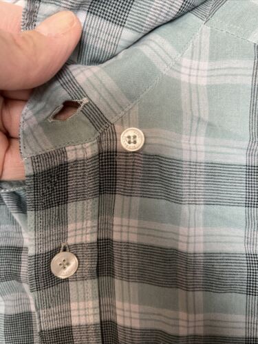 Burberry Brit Green Plaid Check Button Down 100% Cotton Shirt Size S