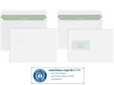 Briefumschläge Versandtaschen Umschlag DIN C5 für A5 Haftklebend weiß Recycling