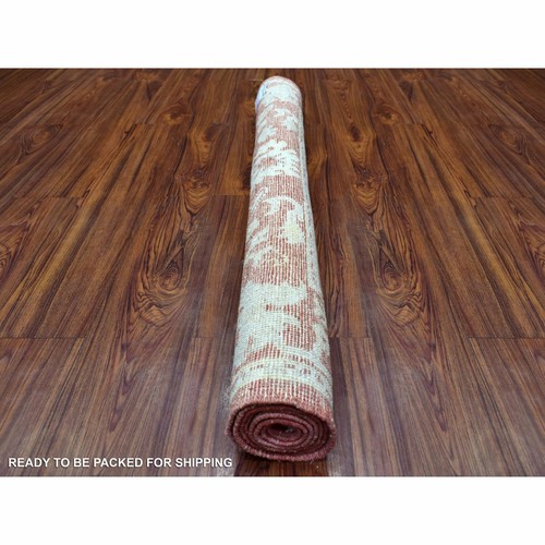 4'x6'1" Rich Red Angora Oushak Extremely Durable Hand Knotted Rug G69725 - Picture 4 of 6