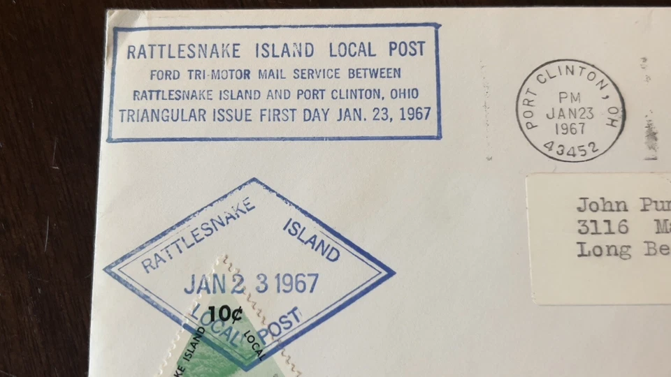 1967 RATTLESNAKE ISLAND PORT CLINTON OHIO FDC COVER WITH LETTER DIAMOND CANCEL - Image 3 of 4