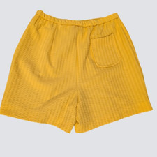 60s Vintage Women's Yellow Seersucker Elastic Waist Shorts MCM Summer