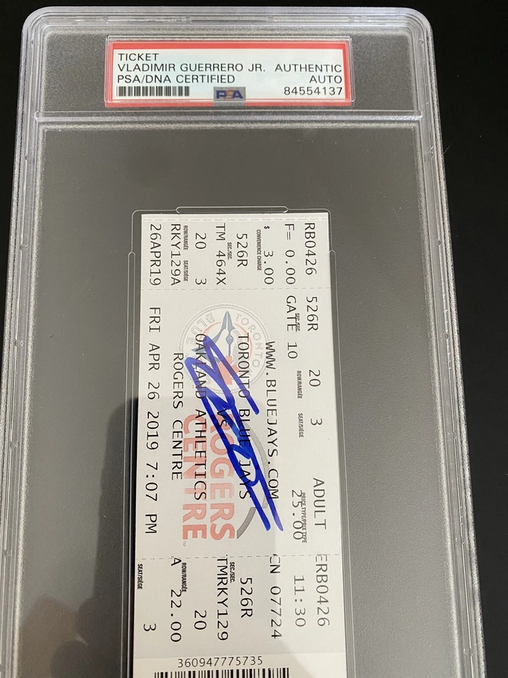 Vladimir Guerrero Jr Signed Autograph MLB Debut Full Ticket 4/26/19 PSA DNA - Image 3 of 3