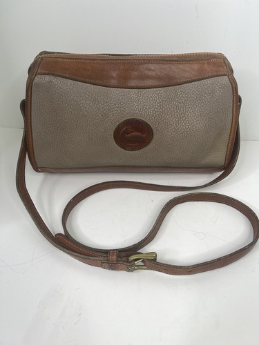 DOONEY & BOURKE vintage satchel crossbody bag taupe VTG 90s pebble leather - Picture 17 of 23