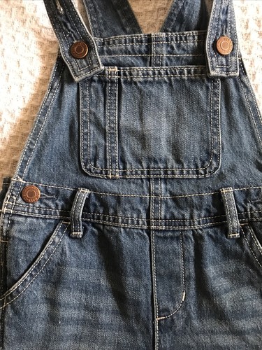 Toddler Shortalls Old Navy Unisex Medium-Wash Jean Blue Denim Size 5T - Picture 4 of 4