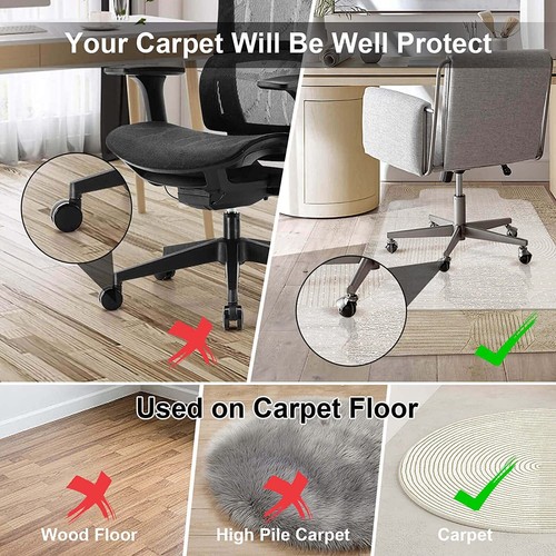 Office Chair Mat Floor Computer Desk Carpet PVC Plastic Clear Protector 120x90cm - Picture 5 of 10