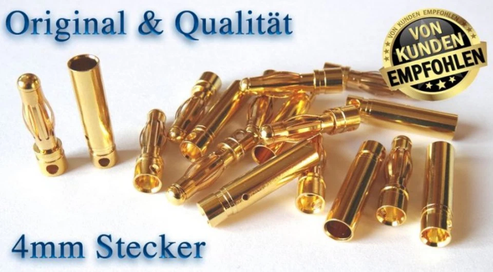 20 piezas 10 pares 4mm 4.0mm oro enchufe banana hembra 4mm Lipo motor RC - Imagen 3 de 4