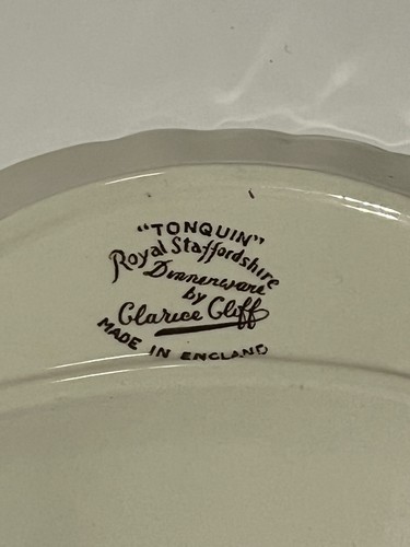 Brown Royal Staffordshire Tonquin Crescent Clarice Cliff Bone Dish - Picture 3 of 6