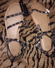 NEW Time and Tru Studded Sandals Strappy Gladiator Black with Silver Studs 11