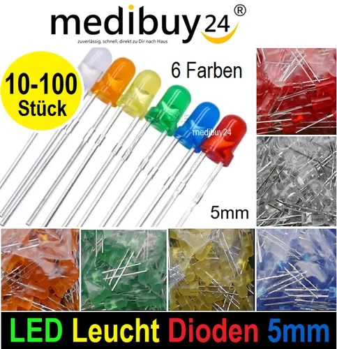 LED Leucht-Diode 5mm Lichtdioden 30° 20mA LEDS Diffus rund Diode Modellbau🔴🟢🟡