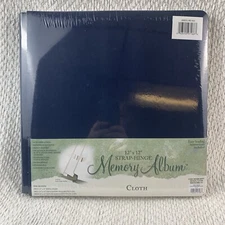 Westrim Memory Album Blue Leatherette Strap-Hinge Scrapbook 11 Sheets 12X12 NEW