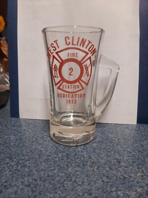 1973 West Clinton fire station dedication beer mug 12 oz