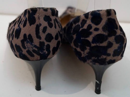 JIMMY CHOO Taupe Marrón y Negro Estampado de Leopardo Cabello y Cuero Corte Zapatos de Bomba 7,5 - Imagen 5 de 8