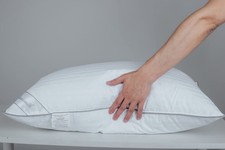 Queen Size Goose Feather Down Bed Pillow 100 Cotton Stripe White Hotel Bedding