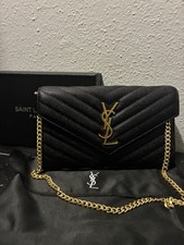 Saint Laurent Black Wallet on Chain Crossbody...