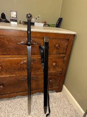 Sharp White Wolf Witcher Sword handmade in OH USA w/t sheath & wall plaque