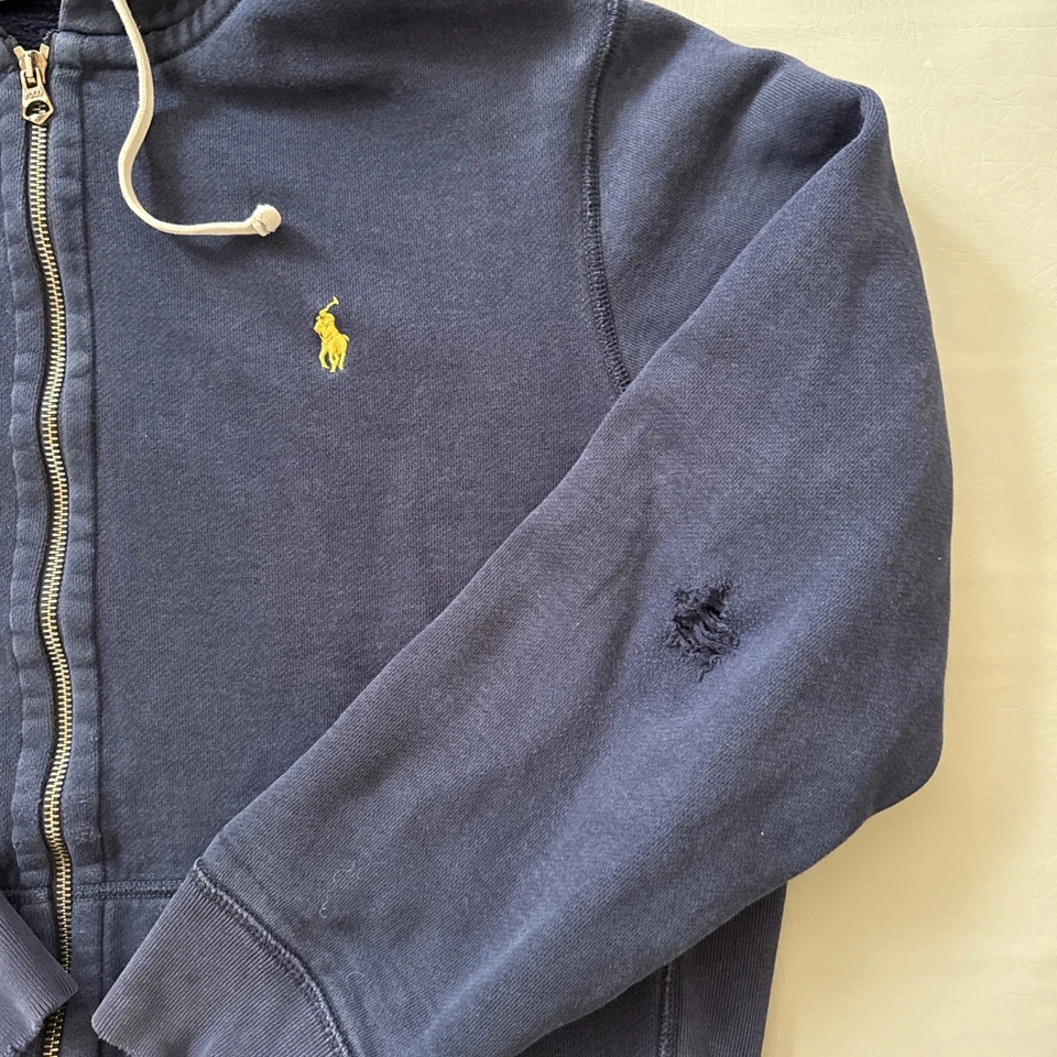 Polo Ralph Lauren Para Hombre Sudadera con Capucha con Cremallera Talla L Azul Bordado Amarillo Poni Foto 4 de 4