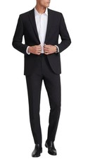 Traje de 2 piezas Dkny para hombre ajuste moderno 36 S pantalones 29/30 negro liso