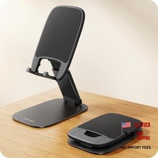 Foldable Cell Phone Stand for Desk - Ultra Thin Portable Travel A-Black