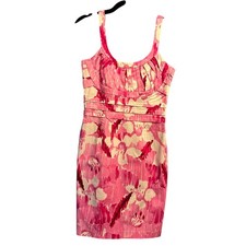 Calvin Klein 10 Sleeveless Dress Pink White Color Splash Party Beach Coastal