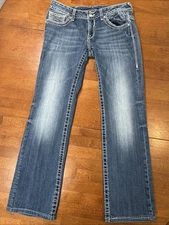 Vigoss Jeans Women’s Size 31x33 The Chelsea Bootcut Blue Denim Rhinestones 