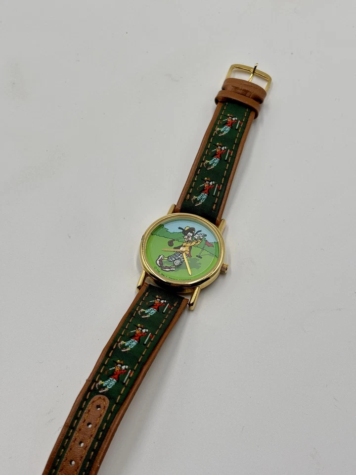 Reloj de golf Goofy vintage de la tienda Disney años 90 de Valdawn cuero genuino Foto 3 de 4
