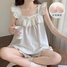 Women's Summer Flying Sleeve Top Shorts with Chest Sweet Girls Home Outfit Set