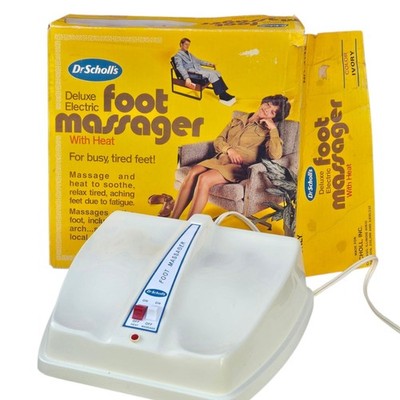 Dr Scholls Deluxe Electric Foot Massager With Heat Vintage Original Box Retro