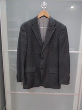 Vintage Oscar de la Renta Gray Pinstripe 100 Wool Jacket Blazer Sz 40L