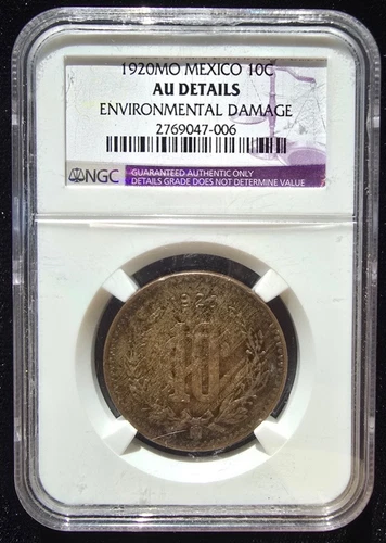 1920 Mexico 10 Centavos NGC AU DETAILS KM 430 (A035)