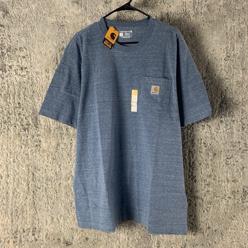 NEW Carhartt Shirt Large Blue Short Sleeve T Shirt Crew Neck Loose Fit Mens