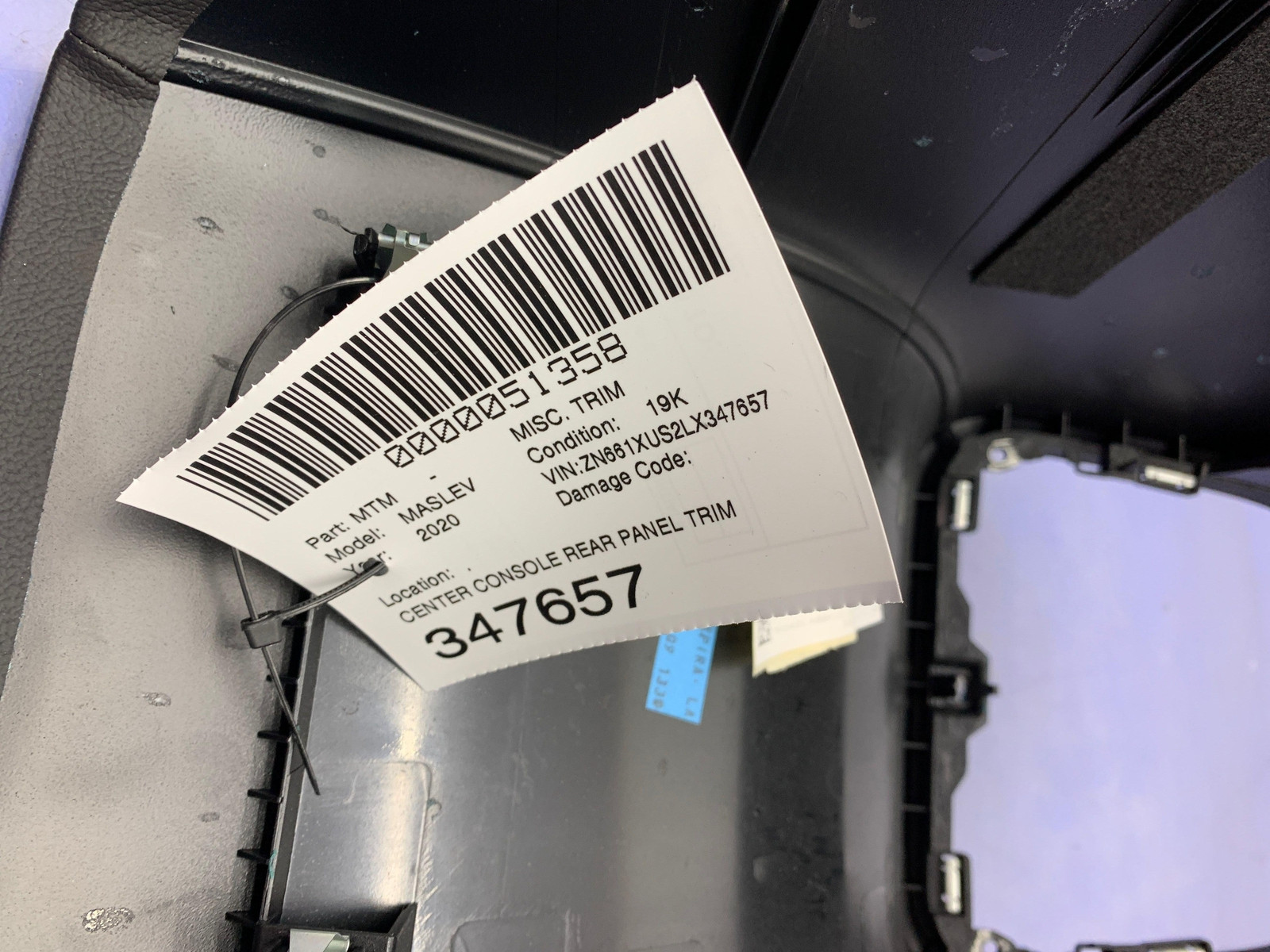 2017-2020 MASERATI LEVANTE M161 OEM CENTER CONSOLE REAR HOUSING BEZEL 105883753C