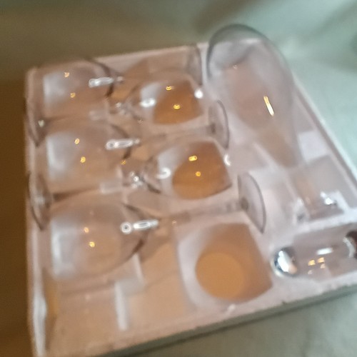 Set 6 pezzi vino uva inciso cristallo taglio a mano argento internazionale vintage 1994 internazionale - Foto 7 di 18