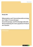 Bilanzanalyse Und Unternehmensbewertung Der Volker F. Lanzenberger...