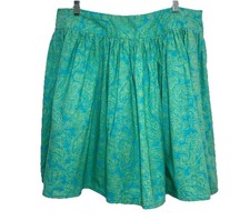 Southern Skirts Paisley A-Line Skirt Large Aqua Green Made in USA