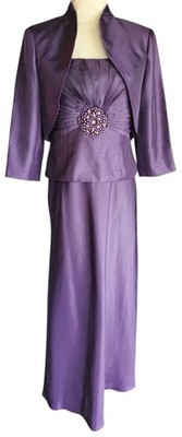 Jessica Howard Purple Formal Dress & Bolero Jacket Womens 6 Beaded Evening Gown