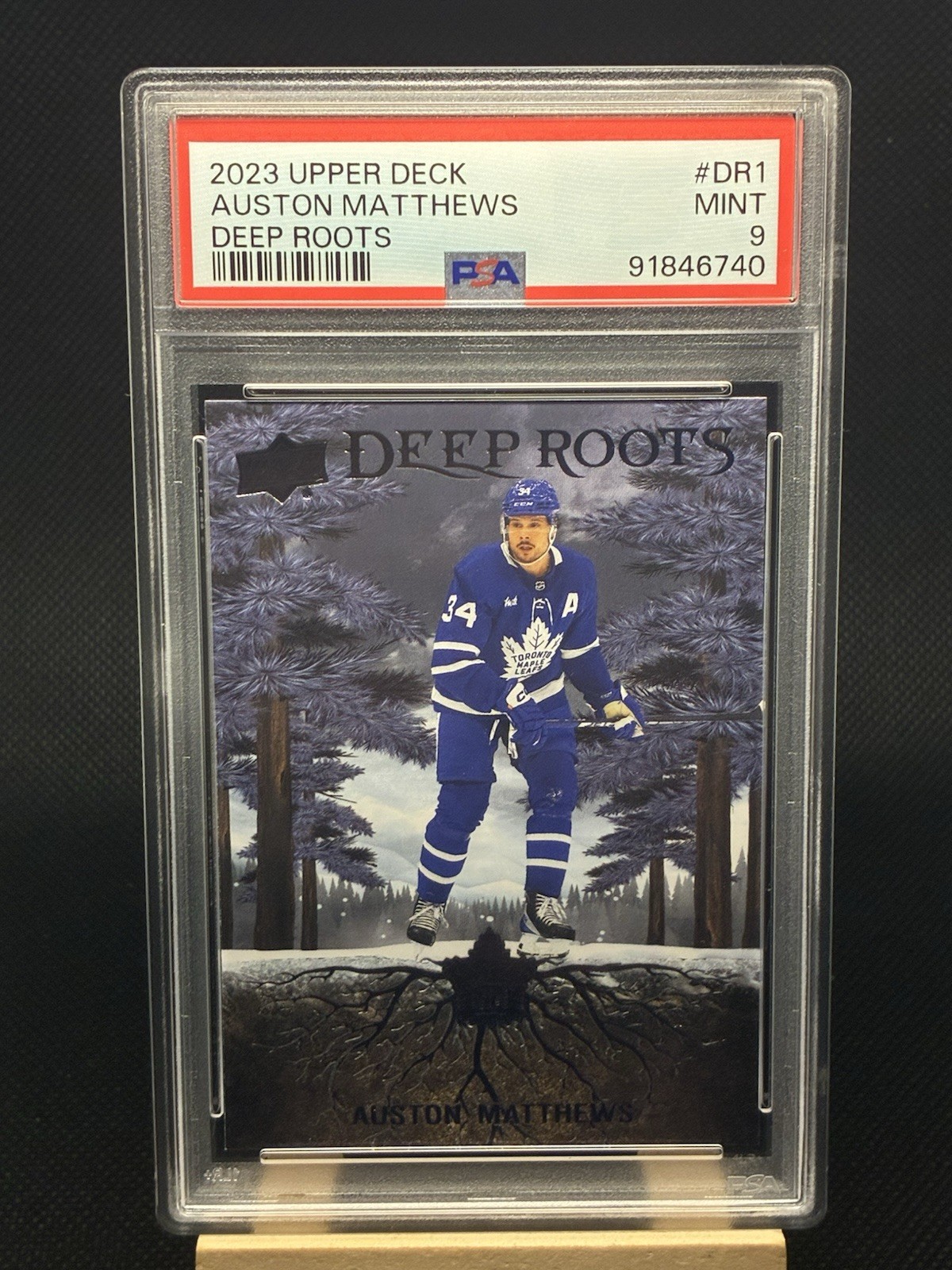 PSA9 Auston Matthews 2022-23 Upper Deck Hockey DEEP ROOTS #DR-1 TOR low pop!