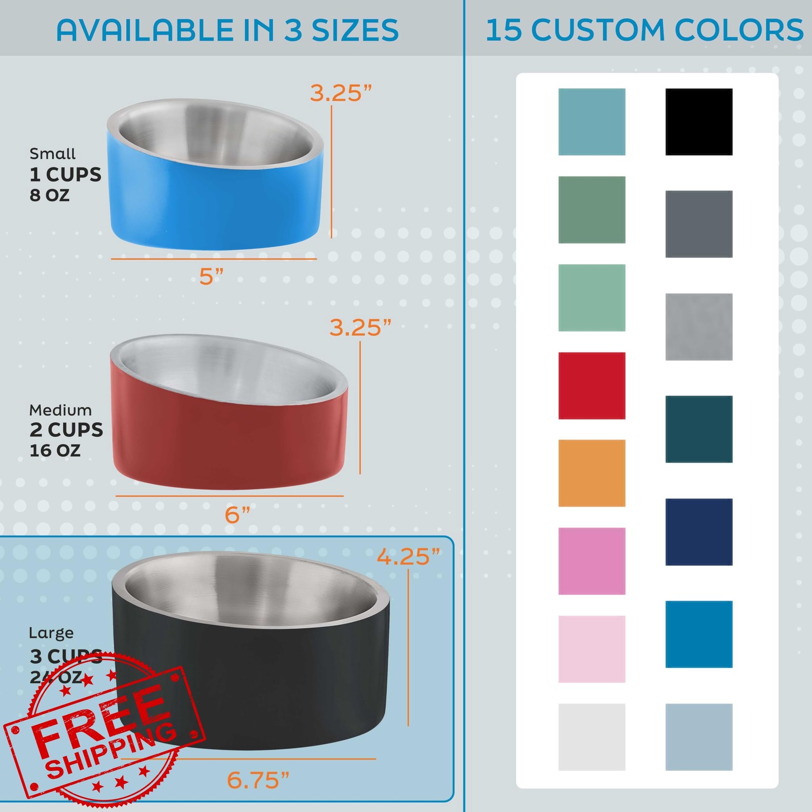 Master Pet Stainless Steel Dog Bowl - Emerald Sea, 24 oz Insulated