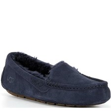 NWOB UGG Men s Ansley Water-Resistant Suede Wool Lined Moccasin Slippers Blue