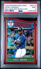 2025 BOWMAN MB ROY FAVORITES RED REFRACTOR #ROY13 ADAEL AMADOR 5/5 PSA 9