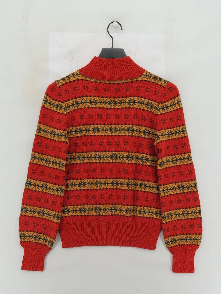 Edina Ronay Women's Jumper S Red Geometric Silk with Wool High Neck Pullover - Image 2 of 4