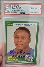 Barry Sanders Autographed 1989 Score RC #257 Inscribed 