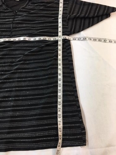 VINTAGE Touch USA black white striped short sleeves front zipper shirt - Picture 6 of 6