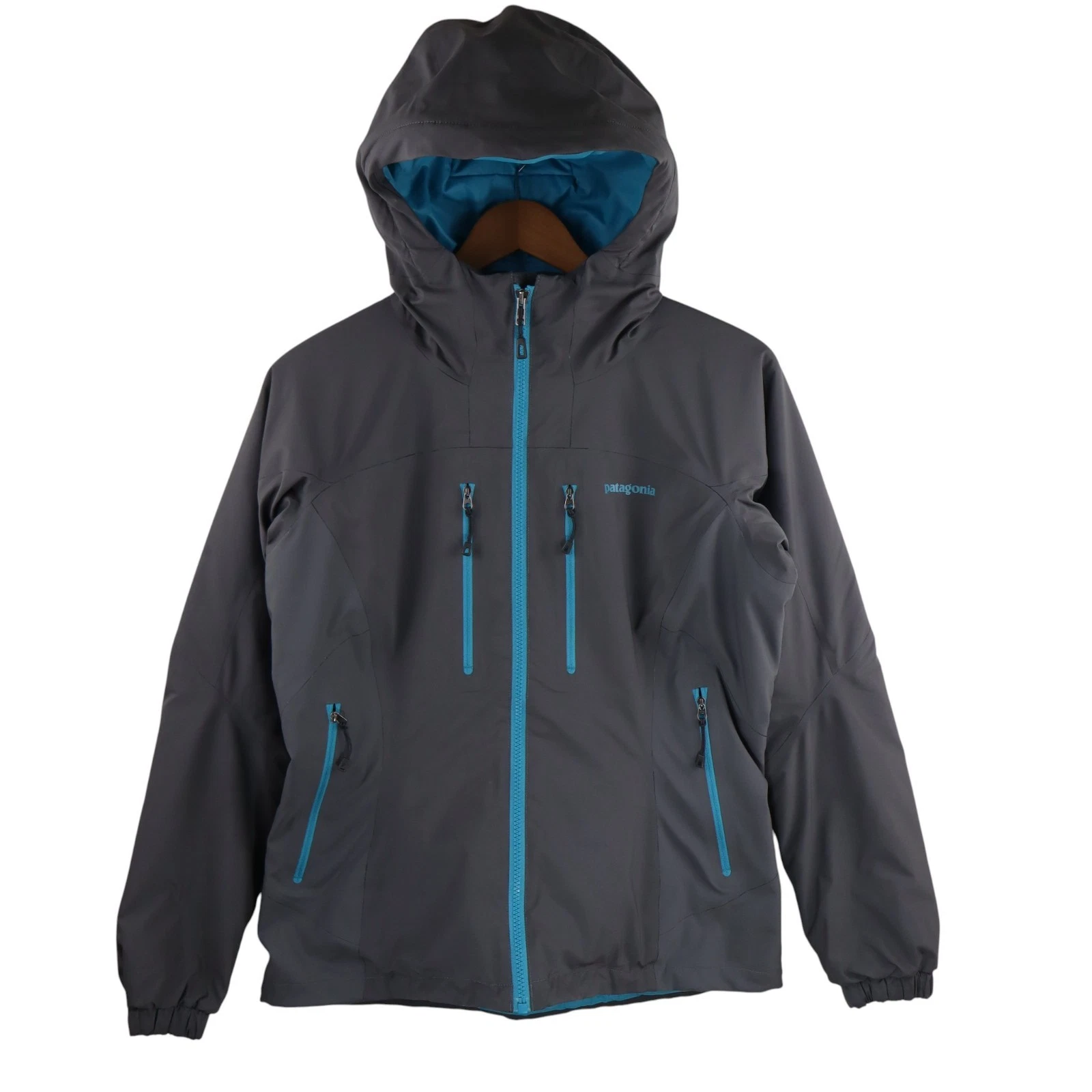 Patagonia Insulated Hoody Jacket Parka Womens Small Gray Blue Ski Winter Coat