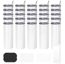 Sublimation Tumblers Blanks 20 oz  Skinny Straight Tumblers Stainless Steel
