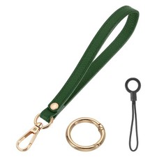 7 Inch Wristlet Strap PU Leather with Gold Ring Lanyard for Clutch Green 
