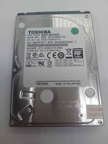 TOSHIBA**MQ01ABD050V** 500GB*** SATA HDD Notebook 2,5'' ZOLL#NFP1960