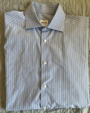 ARMANI COLLEZIONI Shirting Stripe French Cuff Shirt in Blue Size 38/15/R