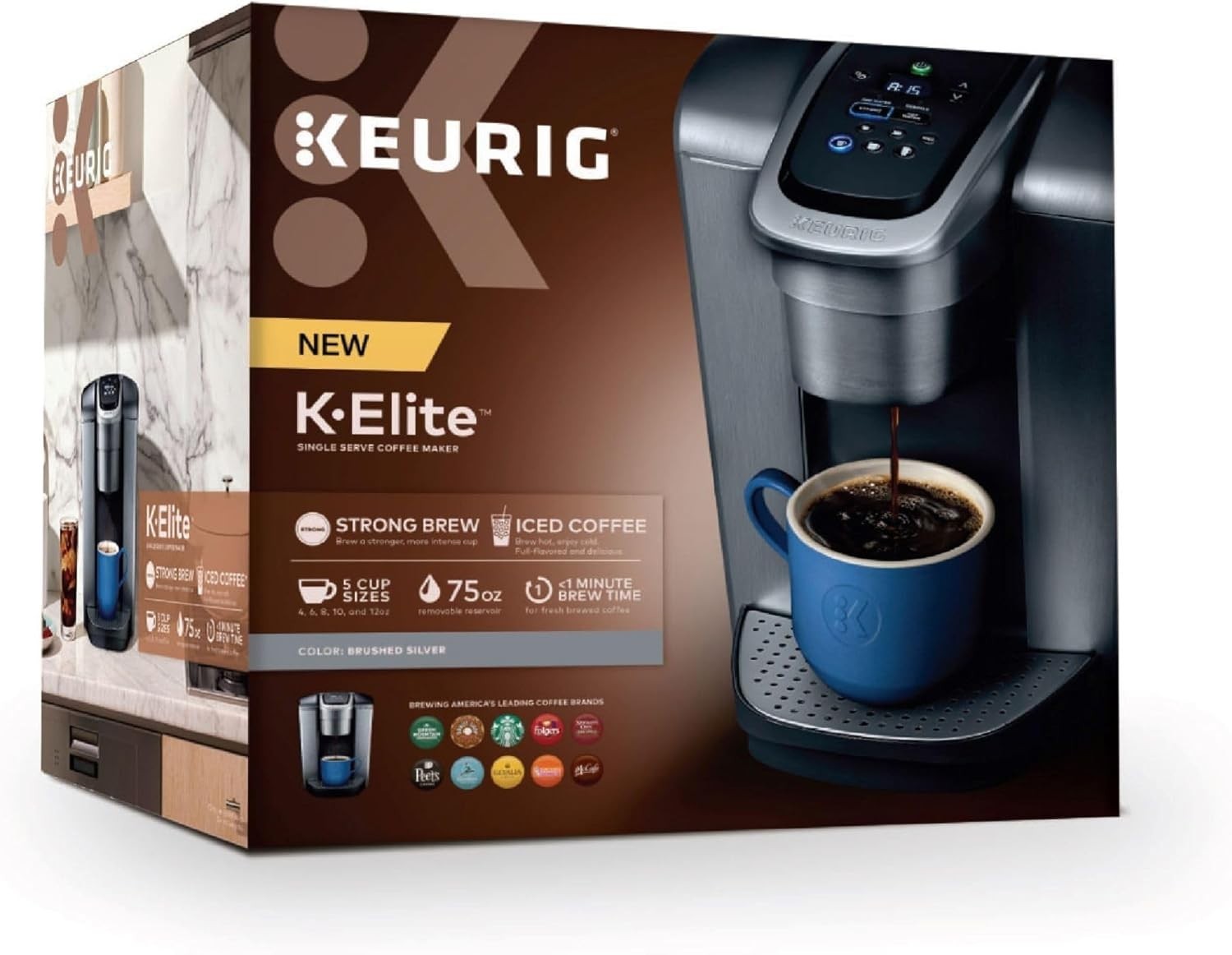 Keurig K-Elite Single Serve K-Cup Coffee Maker, Strength & Temp Control, Silver